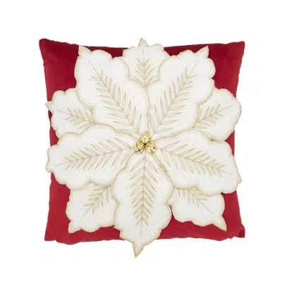 Saro Velvet Poinsettia Poly Filled Throw Pillow In Pillow Cover Only - No Insert