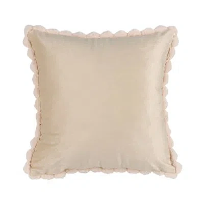 Saro Velvet Pom Throw Pillow Cover - Plush Decorative Cushion Cover With Pom Trim For Cozy Living Room St In Brown