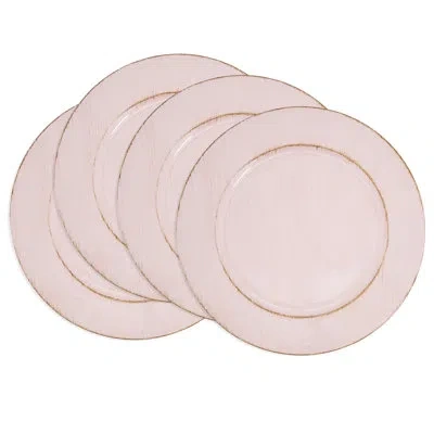 Saro Vintage-inspired Distressed Charger Plate (set Of 4) In Pink