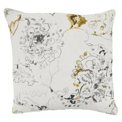 Saro Watercolor Floral Down Filled Throw Pillow - Elegant Botanical Throw Pillow With Artistic Floral Pri In Yellow