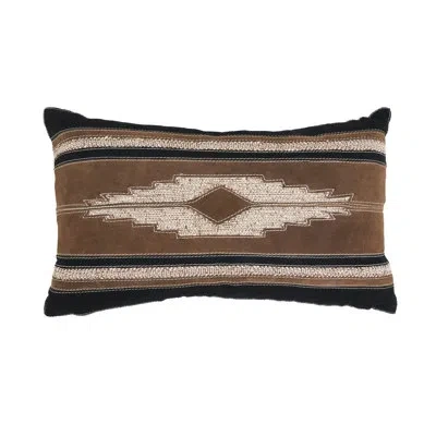 Saro Western Leather Throw Pillow Cover - Rustic Ranch Throw Pillow Cover With Southwestern Geometric Lea In Brown