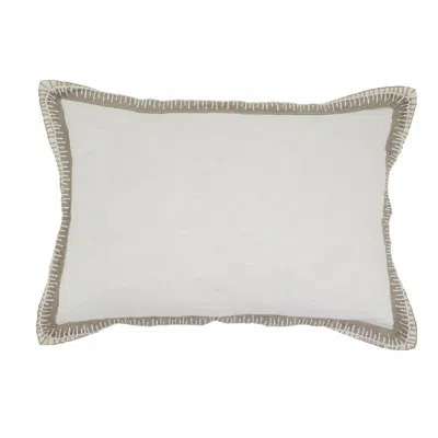 Saro Whipstitched Linen Throw Pillow Cover - Classic Linen Throw Pillow Cover With Embroidered Border For In Does Not Apply