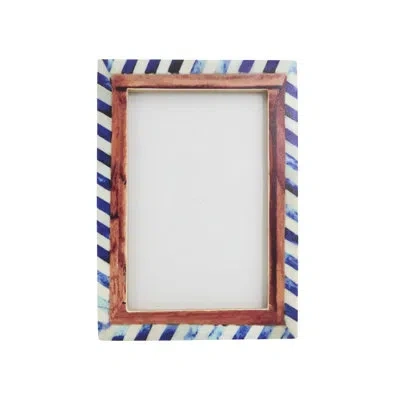 Saro Wood & Bone Chevron Photo Frame