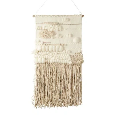 Saro Wool Textured Design Wall Hanging In Ivory