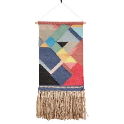 Saro Wool Wall Hanging With Hanging Accessories Included In Multi