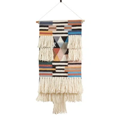 Saro Wool Wall Hanging With Hanging Accessories Included In Multi