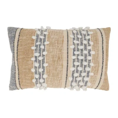 Saro Yari 100% Cotton Throw Rectangular Pillow Cover & Insert In Polyester,polyfill