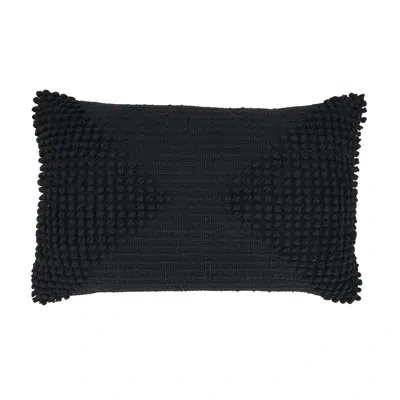 Saro Zandra Collection Cotton Throw Pillow In Black,polyester