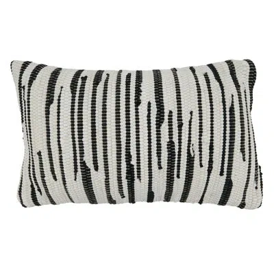 Saro Zèbre Chindi Collection Striped Lumbar Pillow In Polyester,polyfill,polyfill