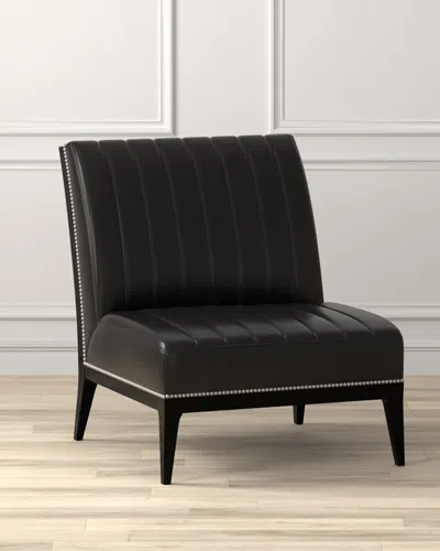 Sarreid Agave Leather Slipper Chair In Black