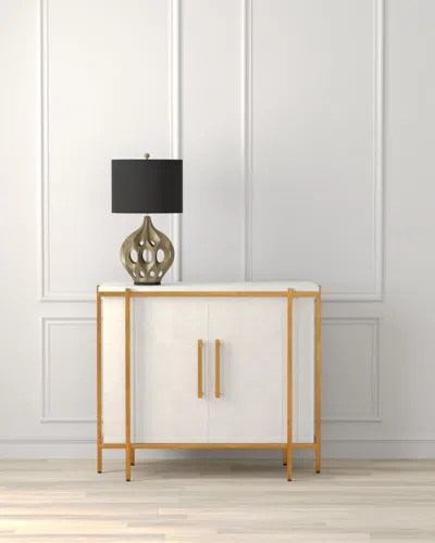 Sarreid Blakely 2-door Faux Shagreen Chest In White