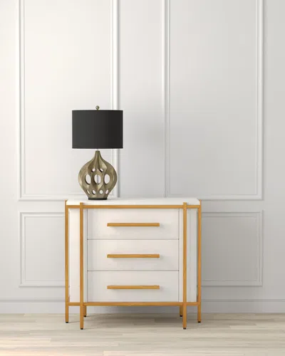 Sarreid Blakely Faux Shagreen Nightstand In White