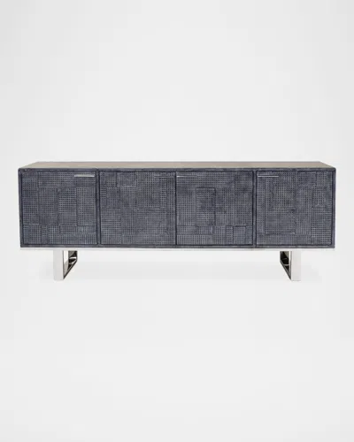 Sarreid Bronzini Leather-covered Credenza In Blue