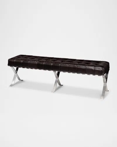 Sarreid Catalunya Leather Bench, 60" In Black
