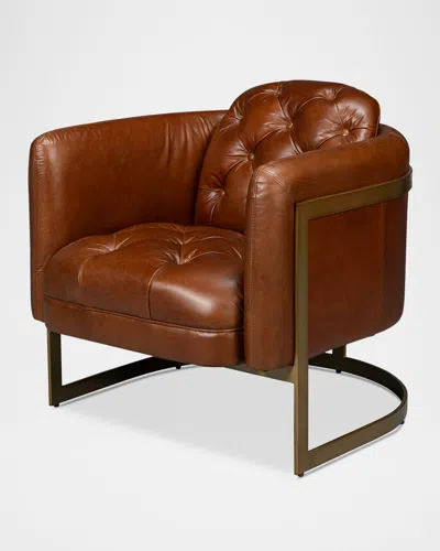 Sarreid Finn Leather Chair In Brown