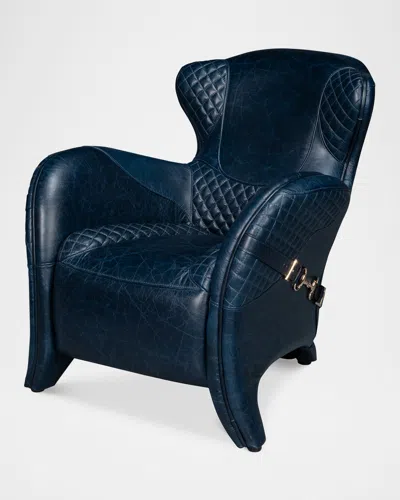 Sarreid Hera Leather Arm Chair In Blue