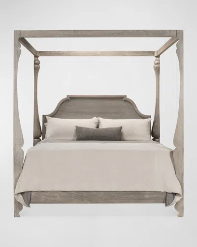 Sarreid Madeline Bungalow King Canopy Bed In Moonskin Grey