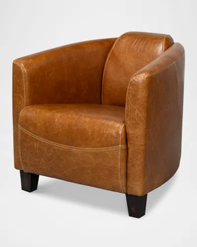 Sarreid Mandy Leather Arm Chair In Brown