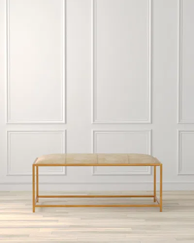 Sarreid Montvale Leather Bench, 48" In Brown