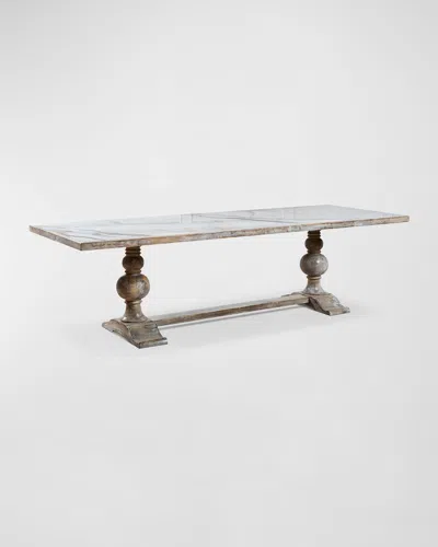 Sarreid Rectangular Faux Marble Dining Table In Grey