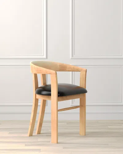 Sarreid Rift Leather Dining Arm Chair In Neutral