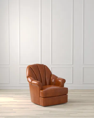 Sarreid Scoth Leather Swivel Chair In Brown