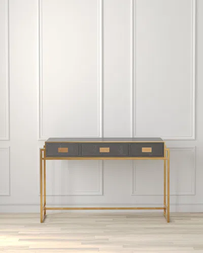 Sarreid Shagreen Leather Desk In Gray