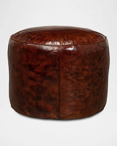 Sarreid Soccer Ball Leather Stool In Brown