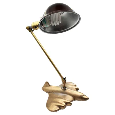 Pre-owned Sarsaparilla Rare 1987 Brass-tone Art Deco Style Dc-3 Airplane Table Lamp, By  In Brown