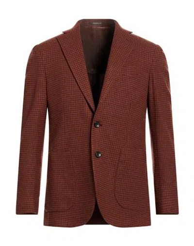 Sartitude Napoli Man Blazer Brown Size 38 Virgin Wool, Cashmere