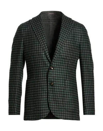Sartitude Napoli Man Blazer Green Size 38 Virgin Wool, Linen, Silk, Elastane