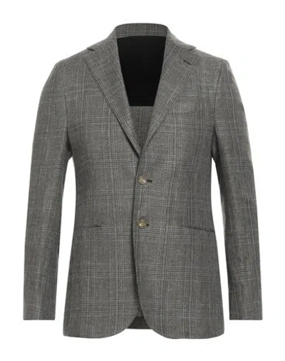 Sartitude Napoli Man Blazer Grey Size 38 Linen, Virgin Wool In Gray