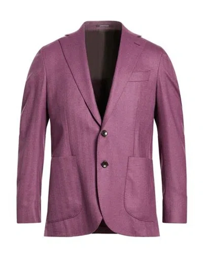 Sartitude Napoli Man Blazer Purple Size 36 Virgin Wool, Silk, Cashmere, Elastane