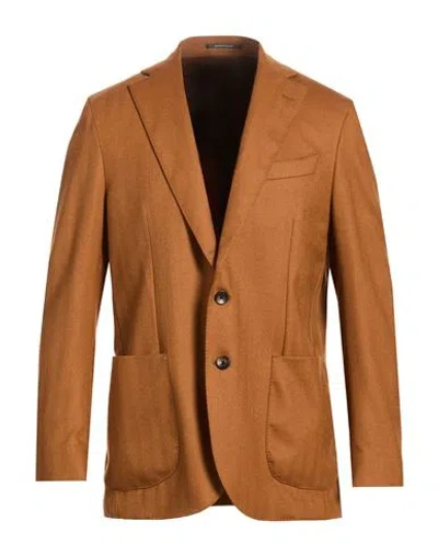 Sartitude Napoli Man Blazer Tan Size 40 Virgin Wool, Silk, Cashmere, Elastane In Brown