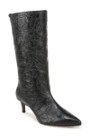 Sarto By Franco Sarto Amari Floral Embossed Pointed Toe Boot In Black