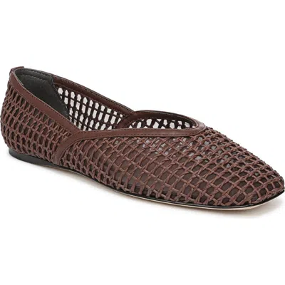 Sarto By Franco Sarto Flexa Square Toe Mesh Flat In Brown