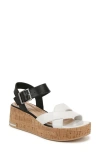 Sarto By Franco Sarto Tilly Ankle Strap Platform Wedge Sandal In Black/white