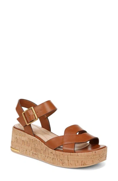 Sarto By Franco Sarto Tilly Ankle Strap Platform Wedge Sandal In Cognac