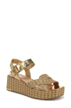 Sarto By Franco Sarto Tilly Ankle Strap Platform Wedge Sandal In Gold