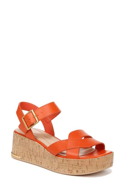 Sarto By Franco Sarto Tilly Ankle Strap Platform Wedge Sandal In Orange