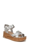 Sarto By Franco Sarto Tilly Ankle Strap Platform Wedge Sandal In Silver