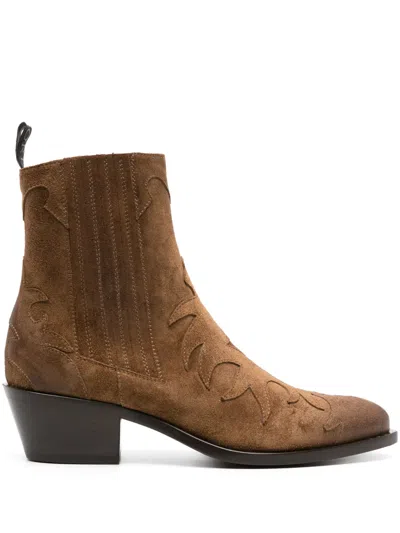 Sartore 45mm Suede Ankle Boots In Brown