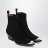Sartore Black Suede Wax Ankle Boot In Black