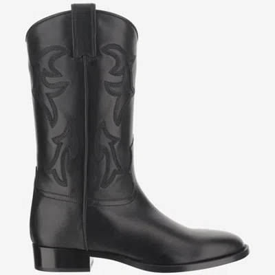 Sartore Black Leather Boots