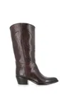 Sartore Sr4208 Leather-stitched Boots In Burgundy