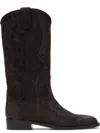 Sartore Embroidered Suede Boots In Brown