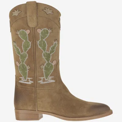 Sartore Brown Suede Embroidery Boots