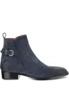 Sartore Buckle-detail Ankle Boots In Blue