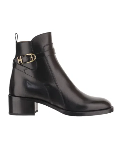 Sartore Buckled Block-heel Ankle Boots In Black