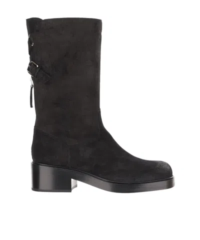 Sartore Buckle-detail Suede Ankle Boots In Brown